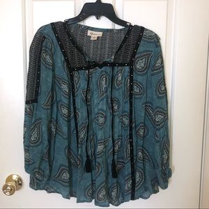 Long Sleeve Paisley Top